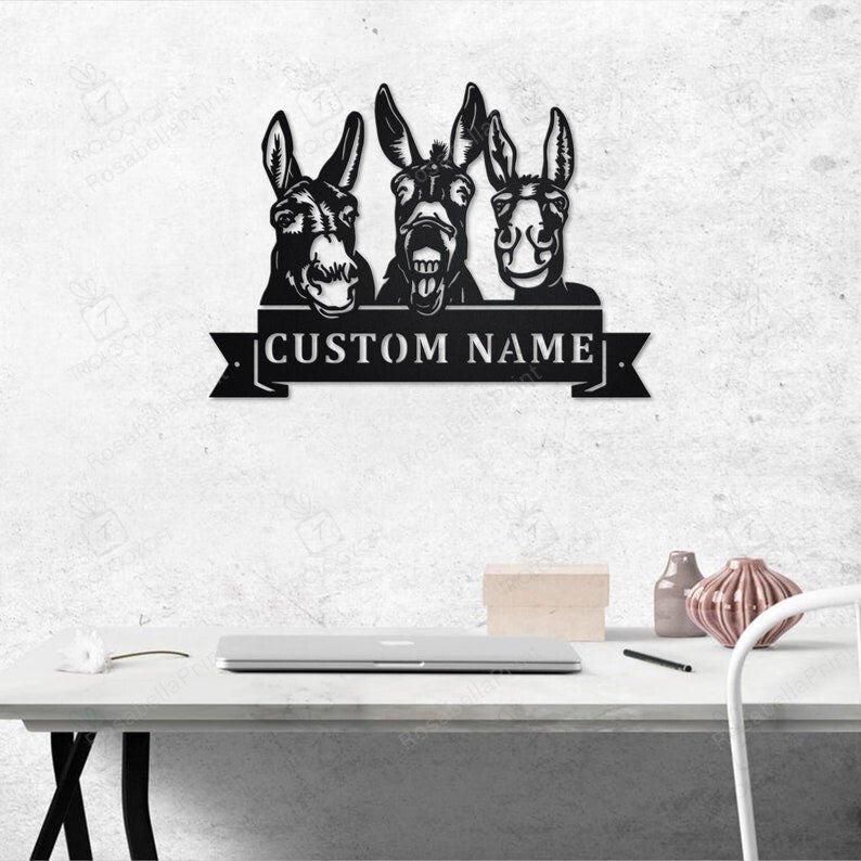 Personalized Donkey Metal Sign Donkey Office Housewarming Outdoor Metal ...