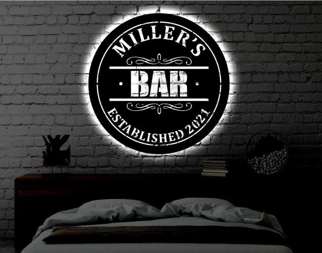 Personalized Bar V2 LED Metal Art Sign With Led Lights, Custom Pub Sign ...