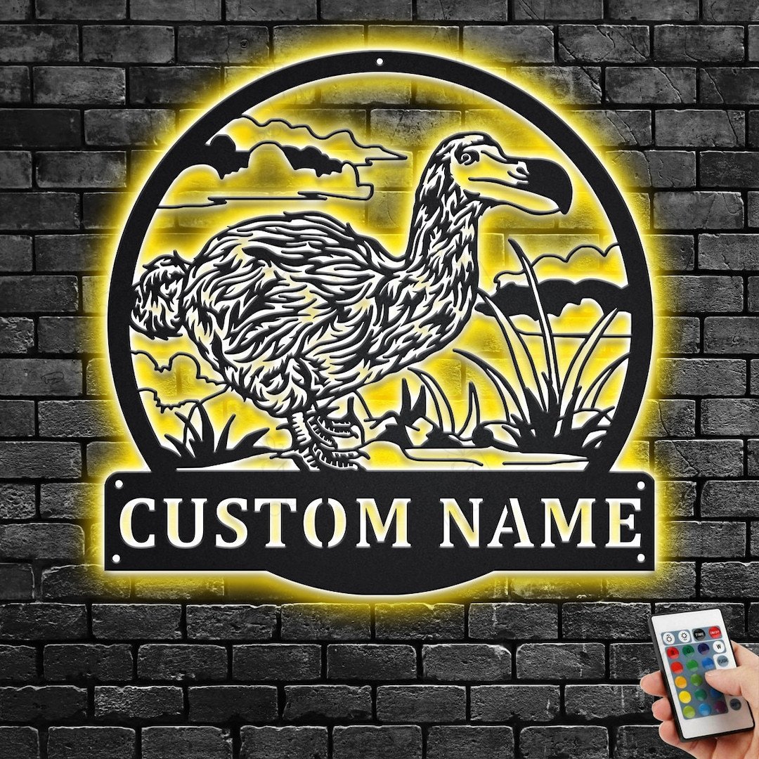 Custom Dodo Cut Metal Sign With LED Light, Personalized Dodo Name Sign ...