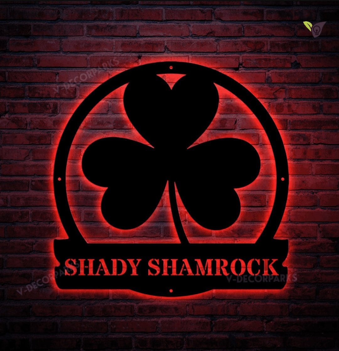 Custom Shamrock Cut Metal Sign With Led RGB Lights, Personalized ...
