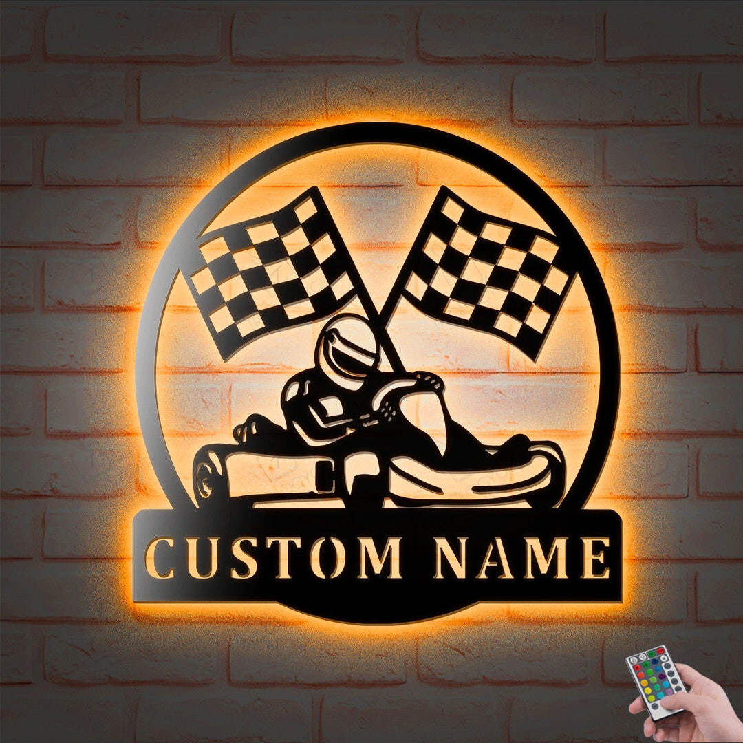 Custom Racing Wall Signs Light Personalized Go Kart Racing Led Lights Metal Wall Decor, Custom Go Kart ...