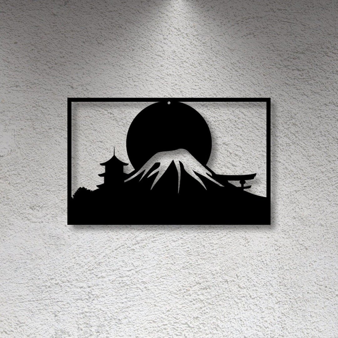 Small Metal Asian Signs Mount Fuji Metal Sign Metal Space Sign Cut Metal Sign Japanese Art ...