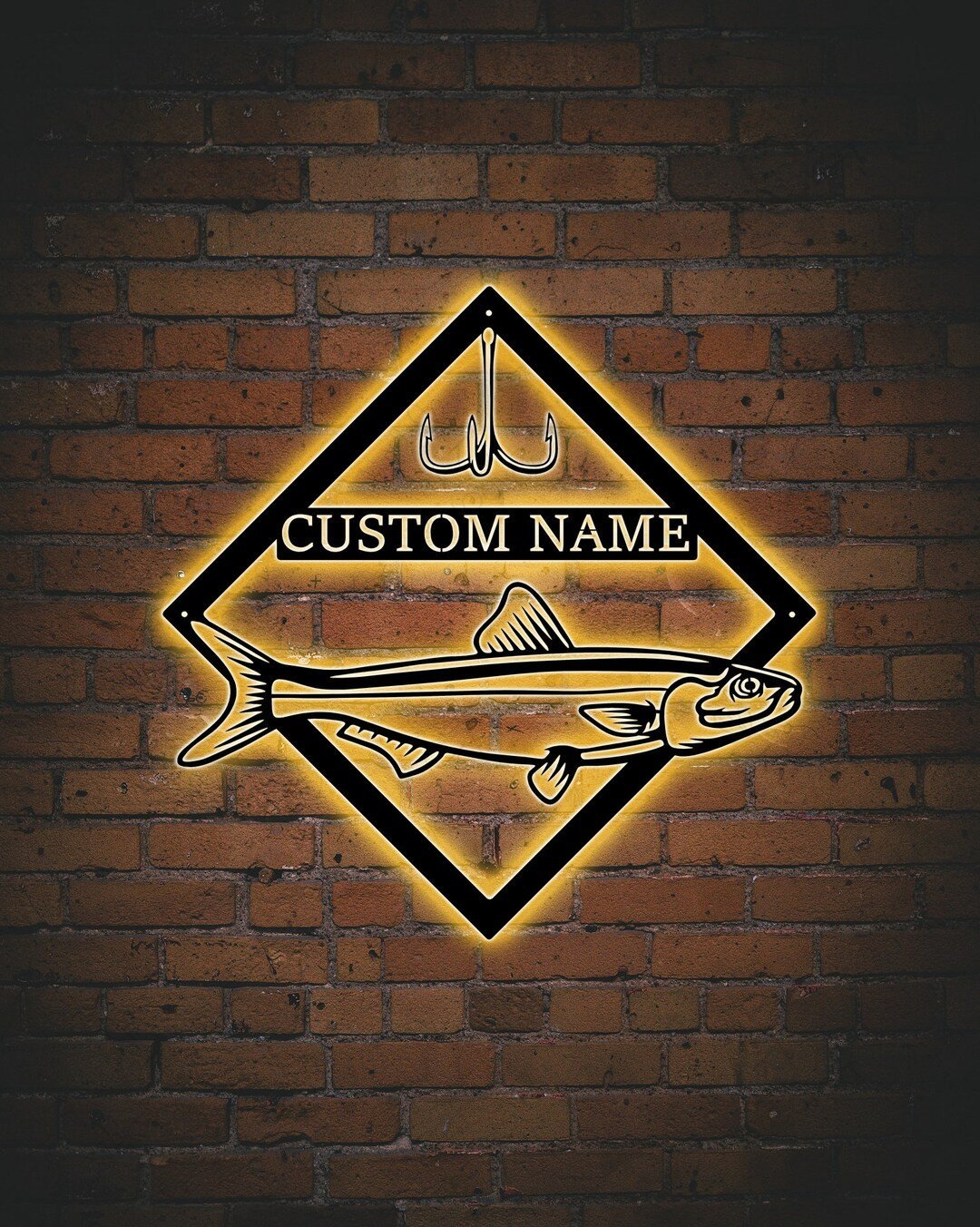 Personalized Family Name Sign Fishing, Custom Fishing Cut Metal Sign ...