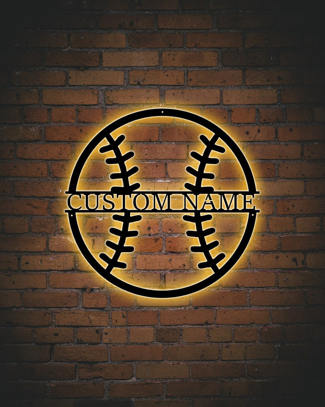 Personalized Baseball Ball Cut Metal Sign With LED Light, Custom ...
