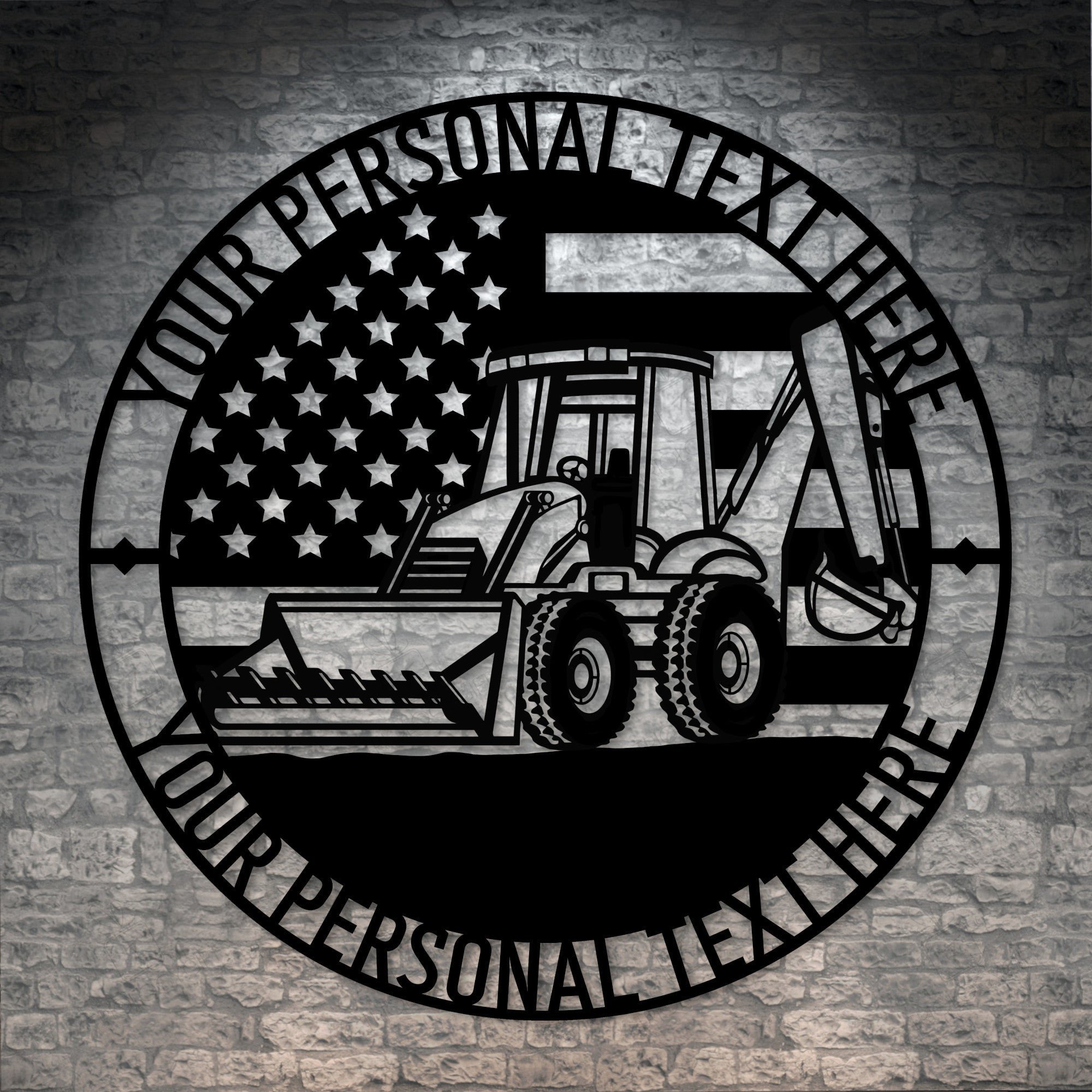 Personalized Equipment Operator Name Metal Sign Backhoe Loader Wall ...