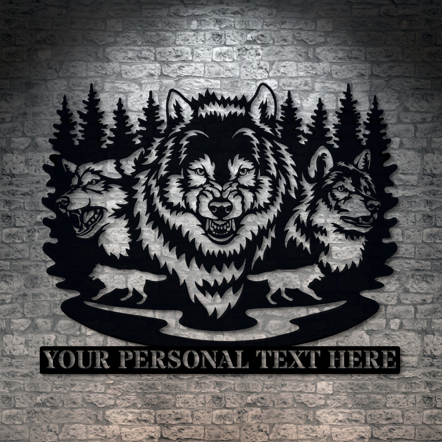 Personalized Wildlife Wolf Family Name Metal Sign Custom Wolf Wall ...