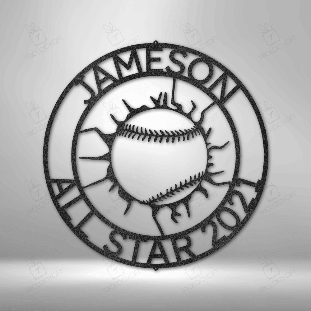 Simple Metal Baseball Sign Personalized Baseball Wall Name Metal Sign - Custom Baseball Steel Sign ...