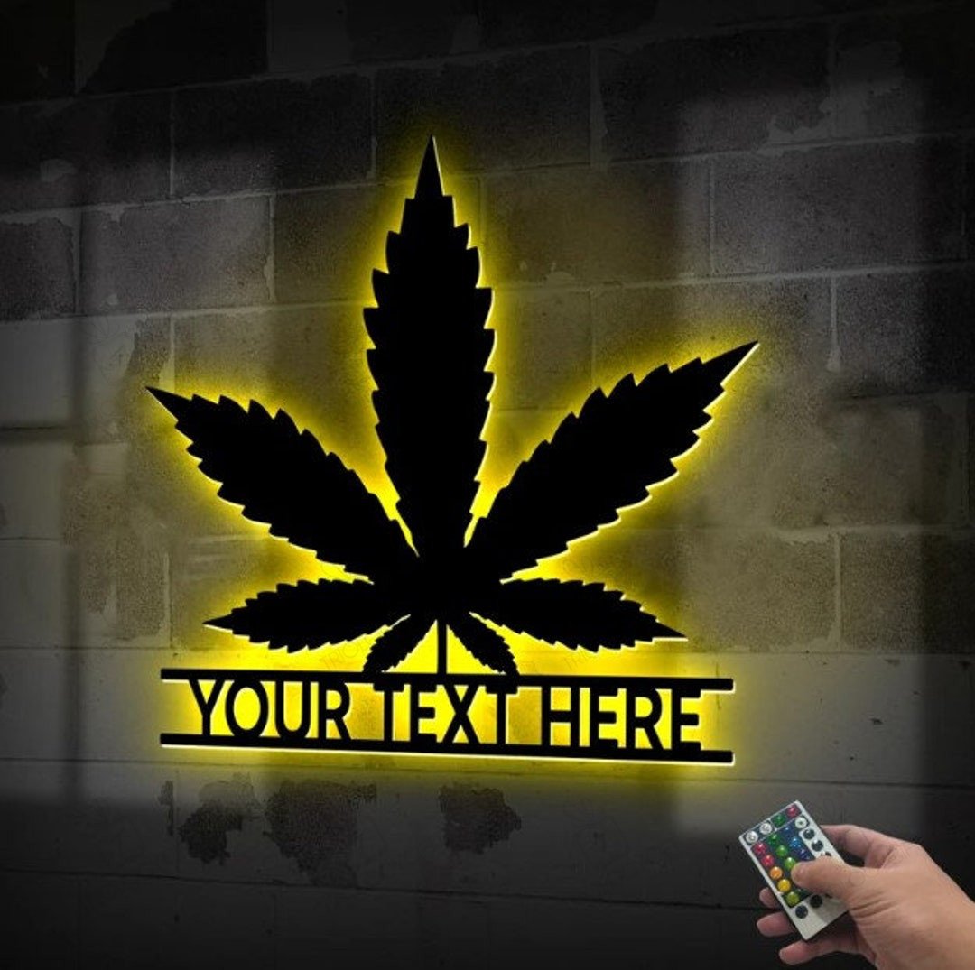 Custom Weed Cut Metal Sign Decor With Led Lights, Personalized Weed ...