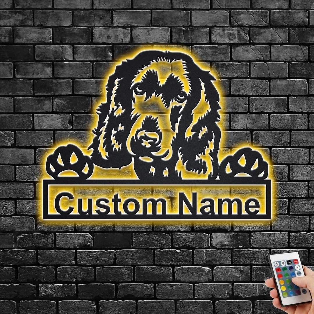 Custom English Cocker Spaniel Cut Metal Sign With LED Light ...