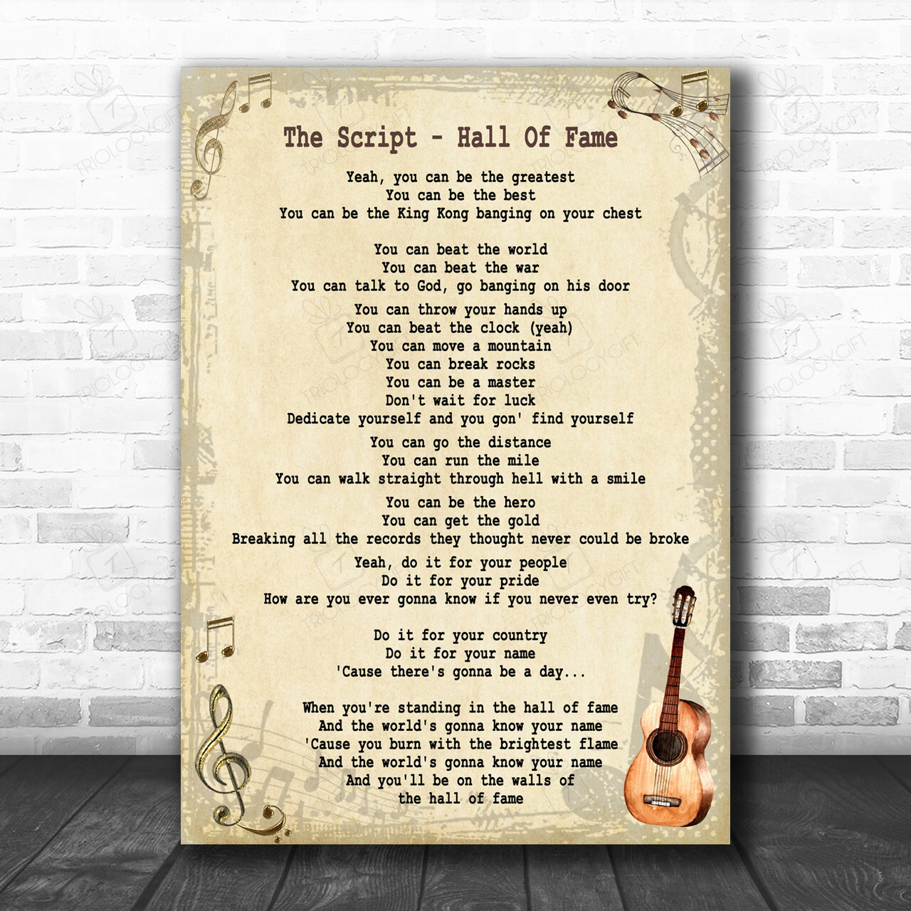 The Script Hall Of Fame Song Lyric Vintage Music Wall Art Print Lyrics ...