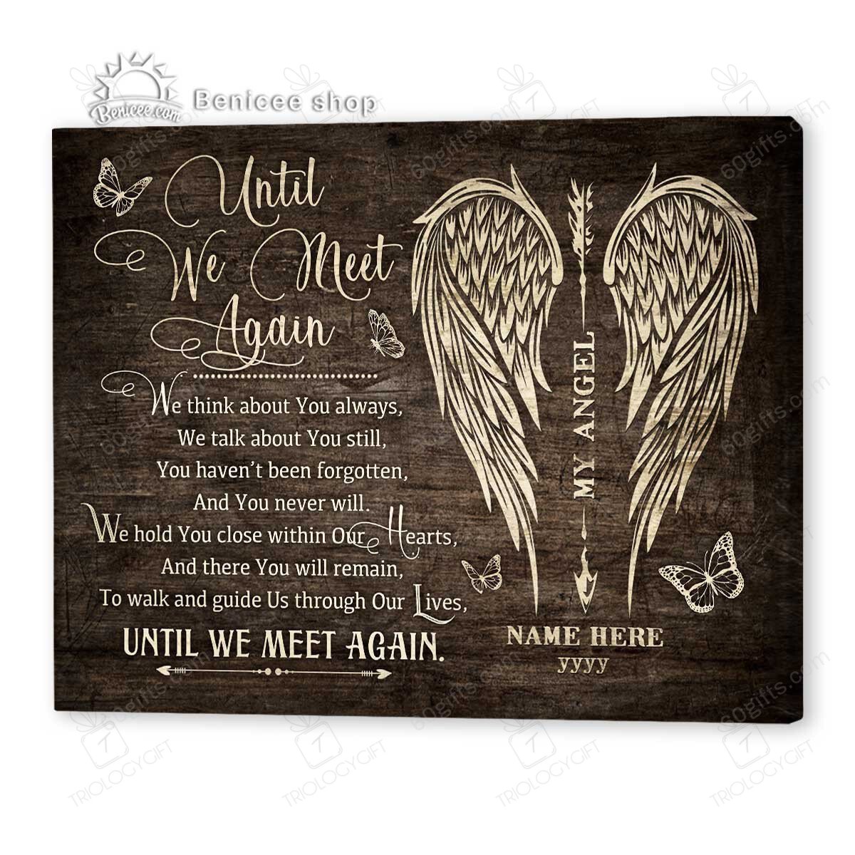 Personalized Name Housewarming Gifts Until We Meet Again Angel Wings ...