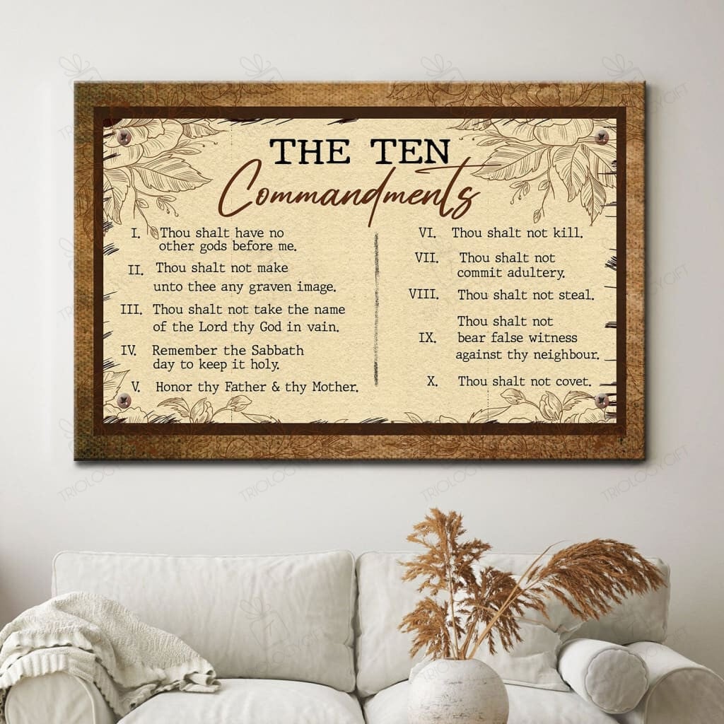 10 Commandments Canvas Hanging Gift, Canvas Paiting Frames Print ...