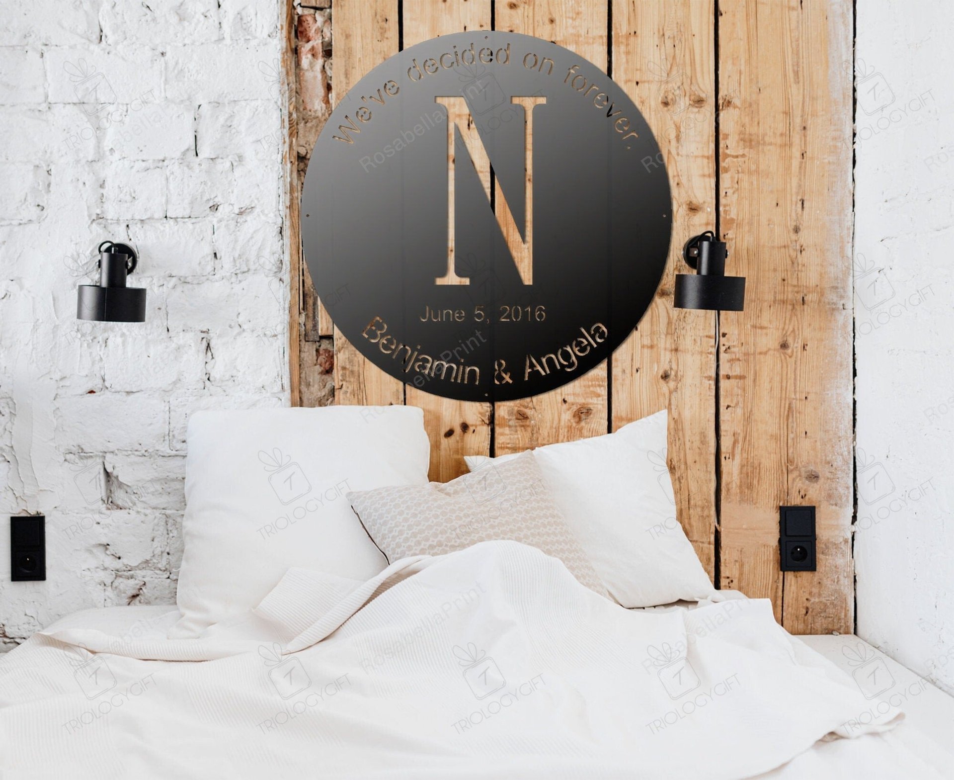 Metal Monogram Sign, Initial Metal Sign, Iron Anniversary Gift ...