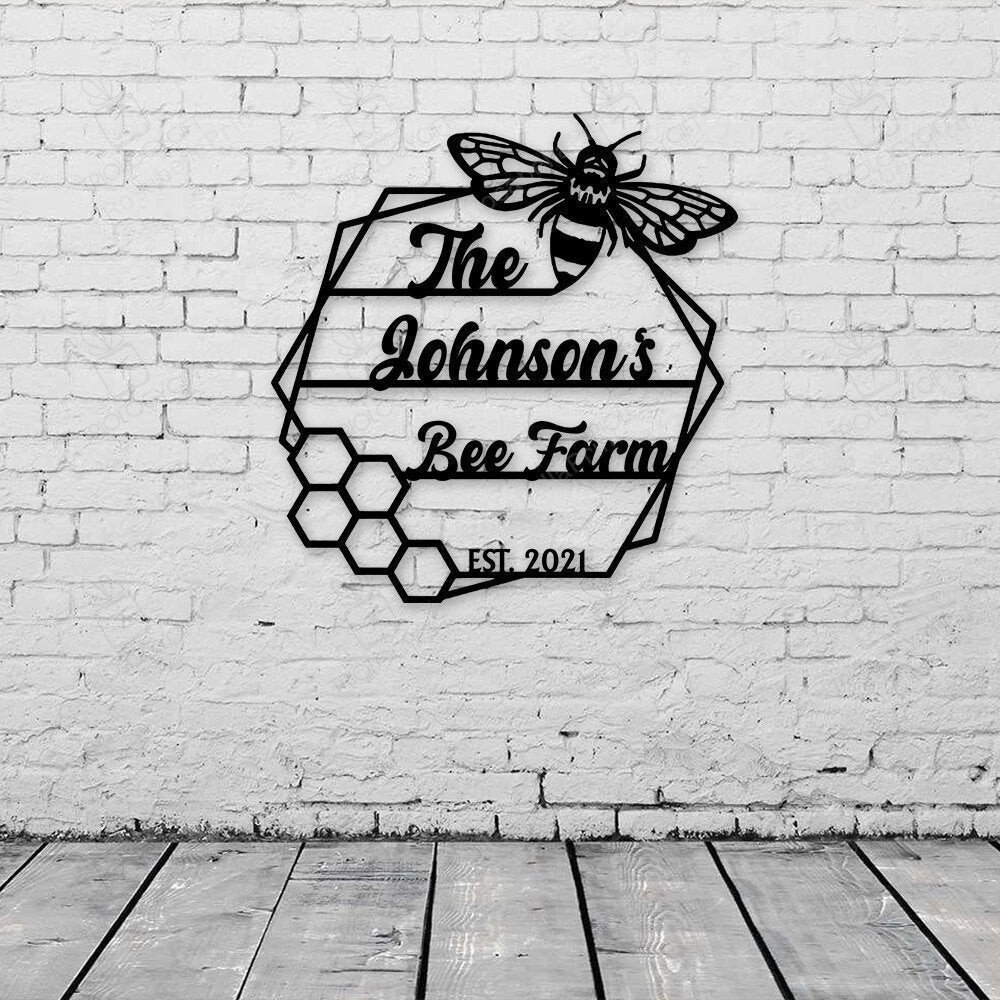 Metal Bee Sign Bee Farm Metal Sign, Bee Wall Art, Bee Honey Comb Decor, Bee Farm Gift ...