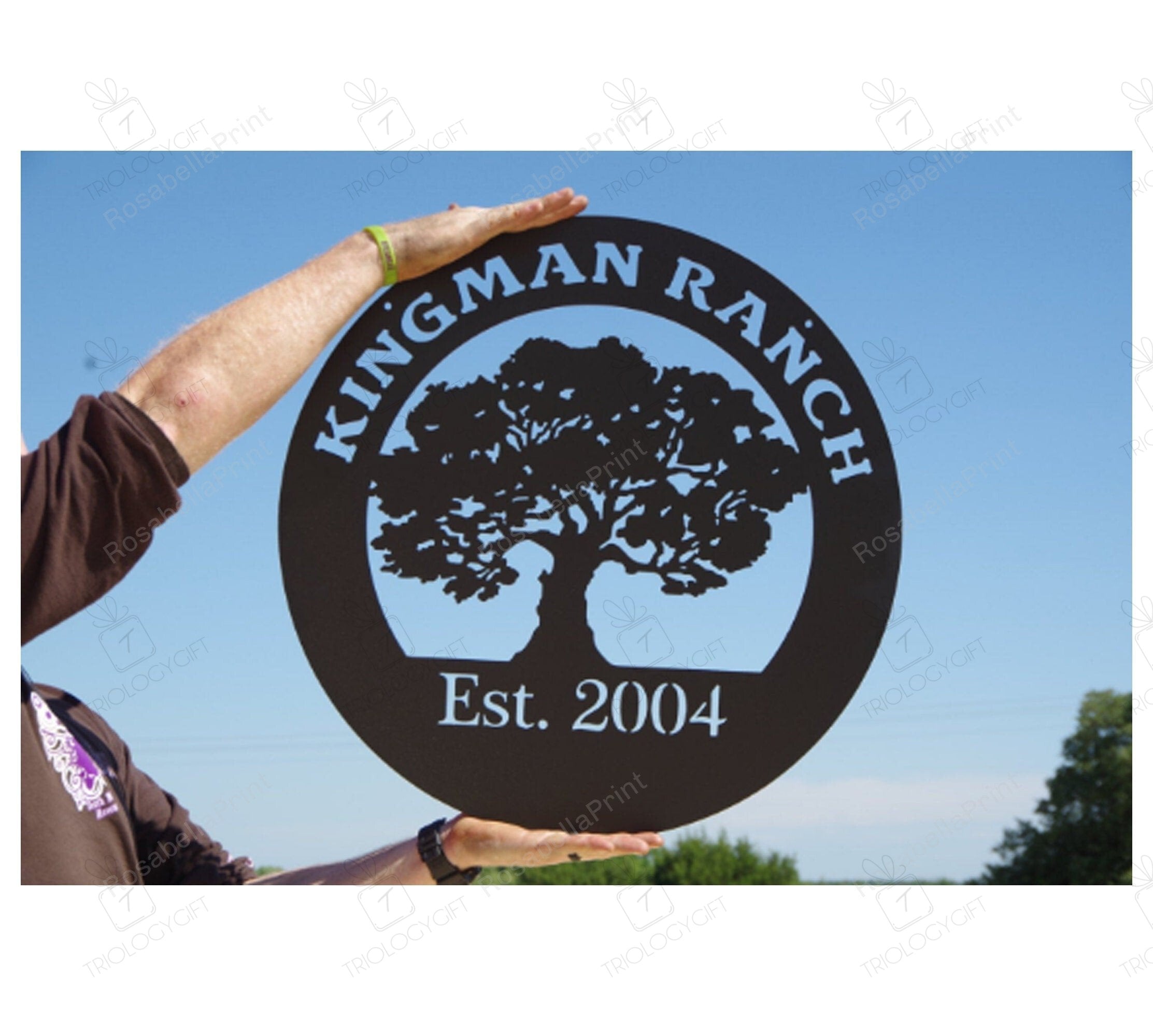 Tree Round Sign Custom Steel Sign Round Oak Tree Sign Lmw1689 Decorations ...