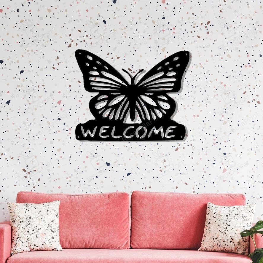 Butterfly Welcome Sign Metal Sign Monogram Metal Shop Decorations ...