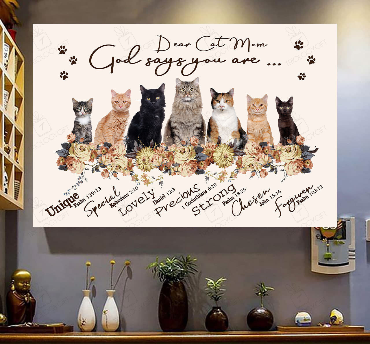 Dear Cat Mom painting art 3D cats lover gift idea gift birthday mother ...