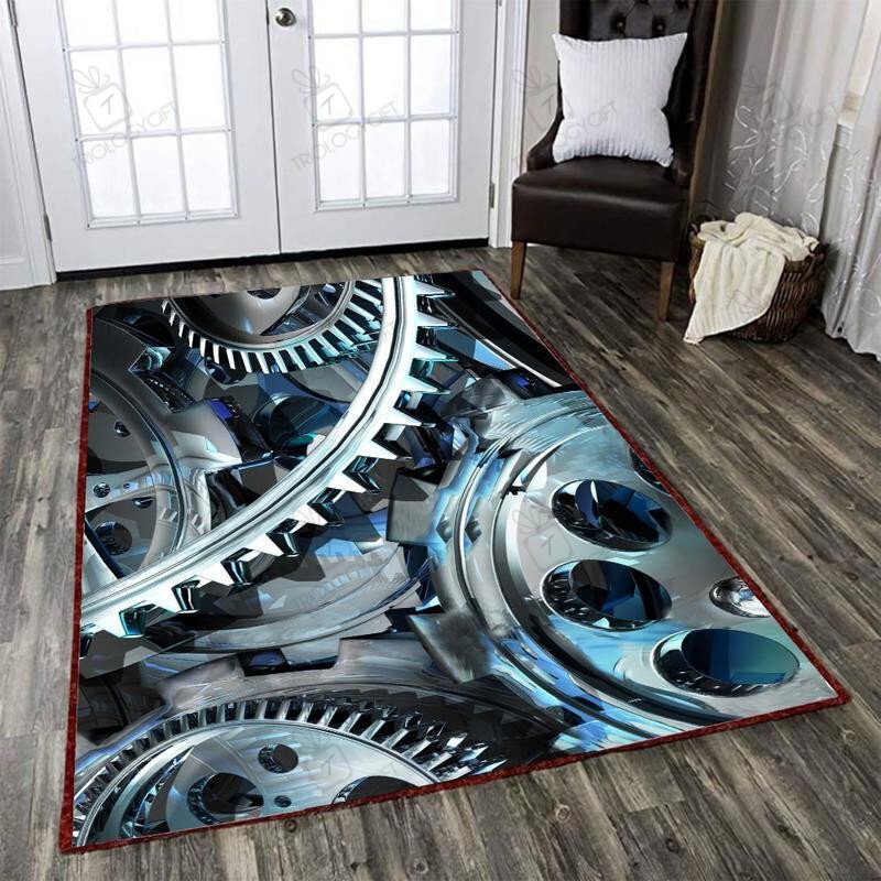 Mechanic Area Rug Carpet Engine Gears Wheels| Rosabella - TrilogyGift