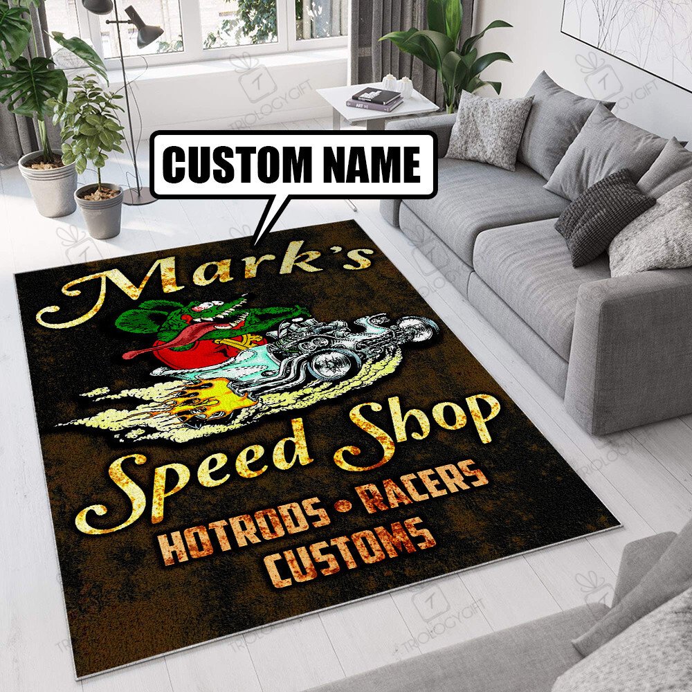Personalized Rat Fink Speed Shop Hotrods Racers Customs Rug Hot Rod Rug ...
