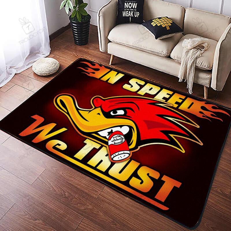 In Speed We Trust Hot Rod Duck Area Rug Hot Rod Rug For Garage ...