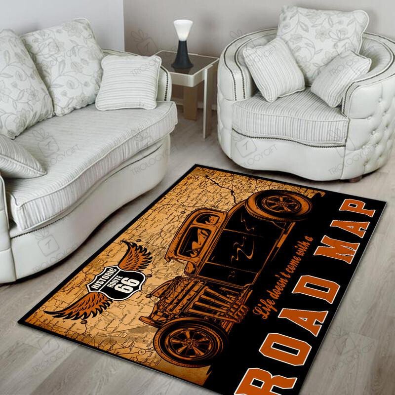 Hot Rod Garage Road Map Rug Hot Rod Rug For Garage, Automotive Garage ...