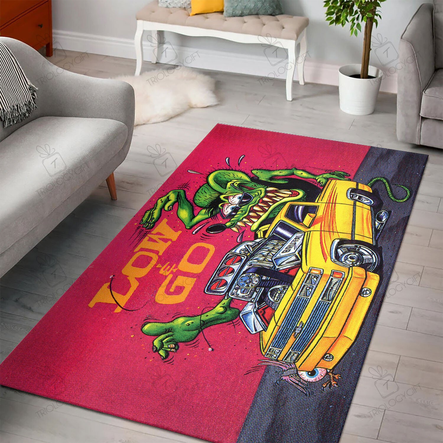 Rat Fink Low And Go Hot Rod Rug Hot Rod Rug For Garage, Automotive ...