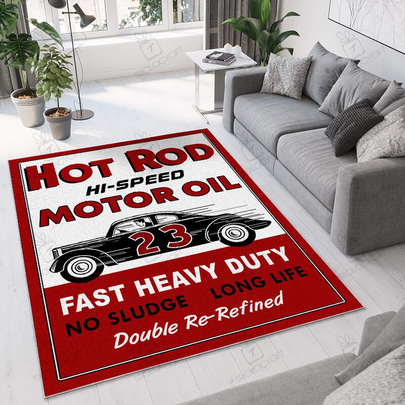 Hot Rod Hi Speed Motor Oil Rug Hot Rod Rug For Garage, Automotive ...