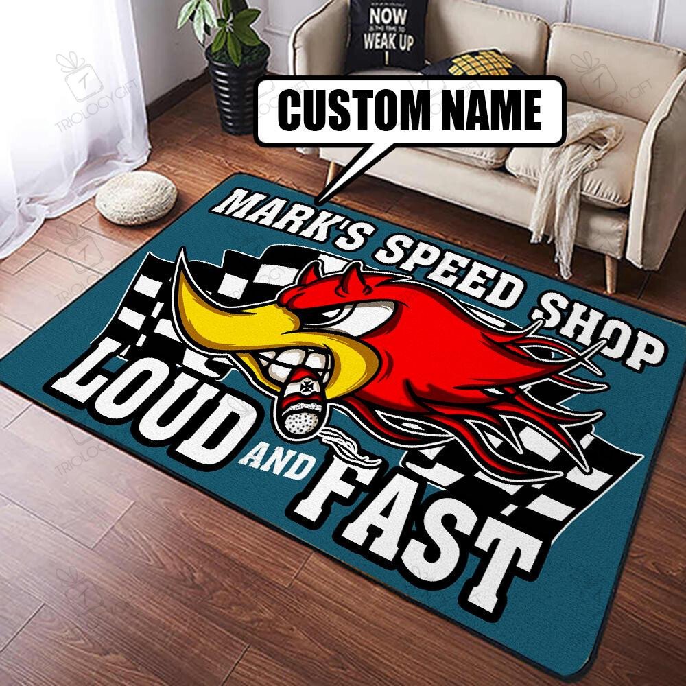 Personalized Speed Shop Loud And Fast Hot Rod Rug Hot Rod Rug For ...