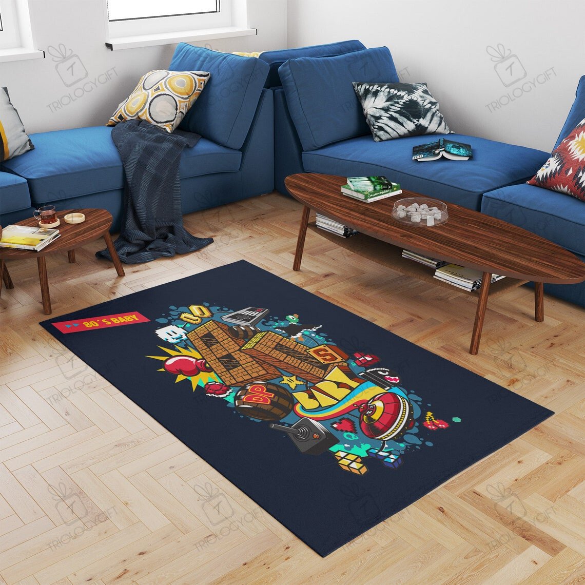 80S Game Art Arcade Style Area Rug Hot Rod Rug For Garage, Automotive ...