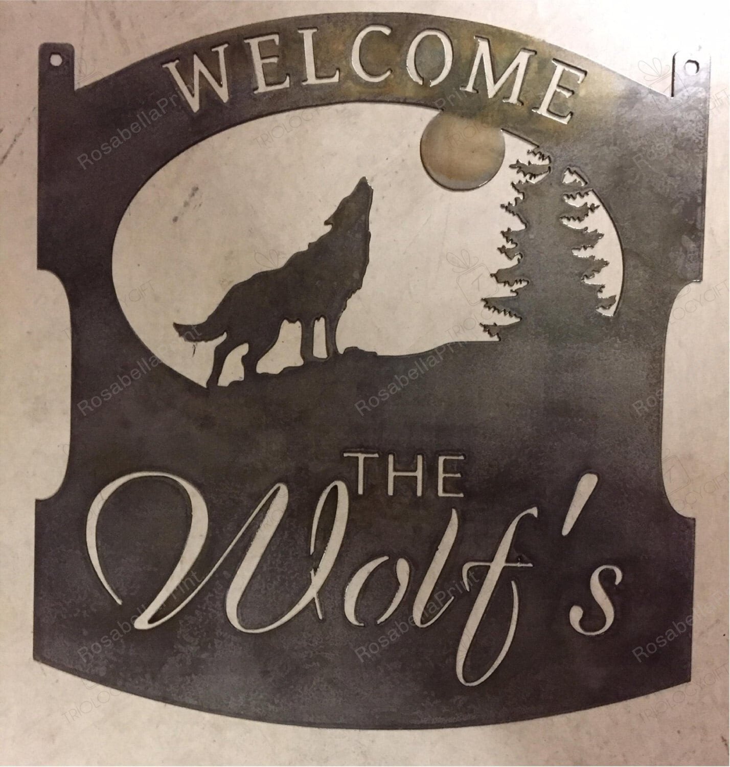 Metal Wolf Sign, 2ft Personalized Wolf Sign, Metal Sign With Wolf ...