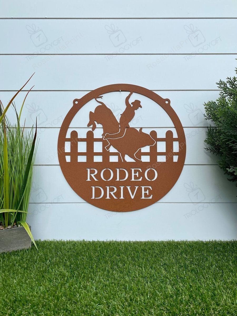 Rodeo Bull Riding Ranch Sign Cut Metal Sign Metal House Sign ...