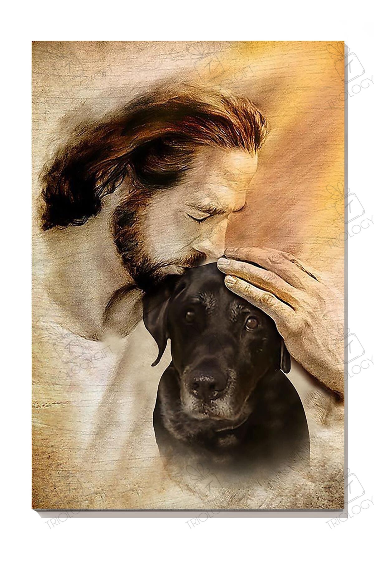 Jesus And Black Labrador God Gift For Dog Lover Christian Canvas ...