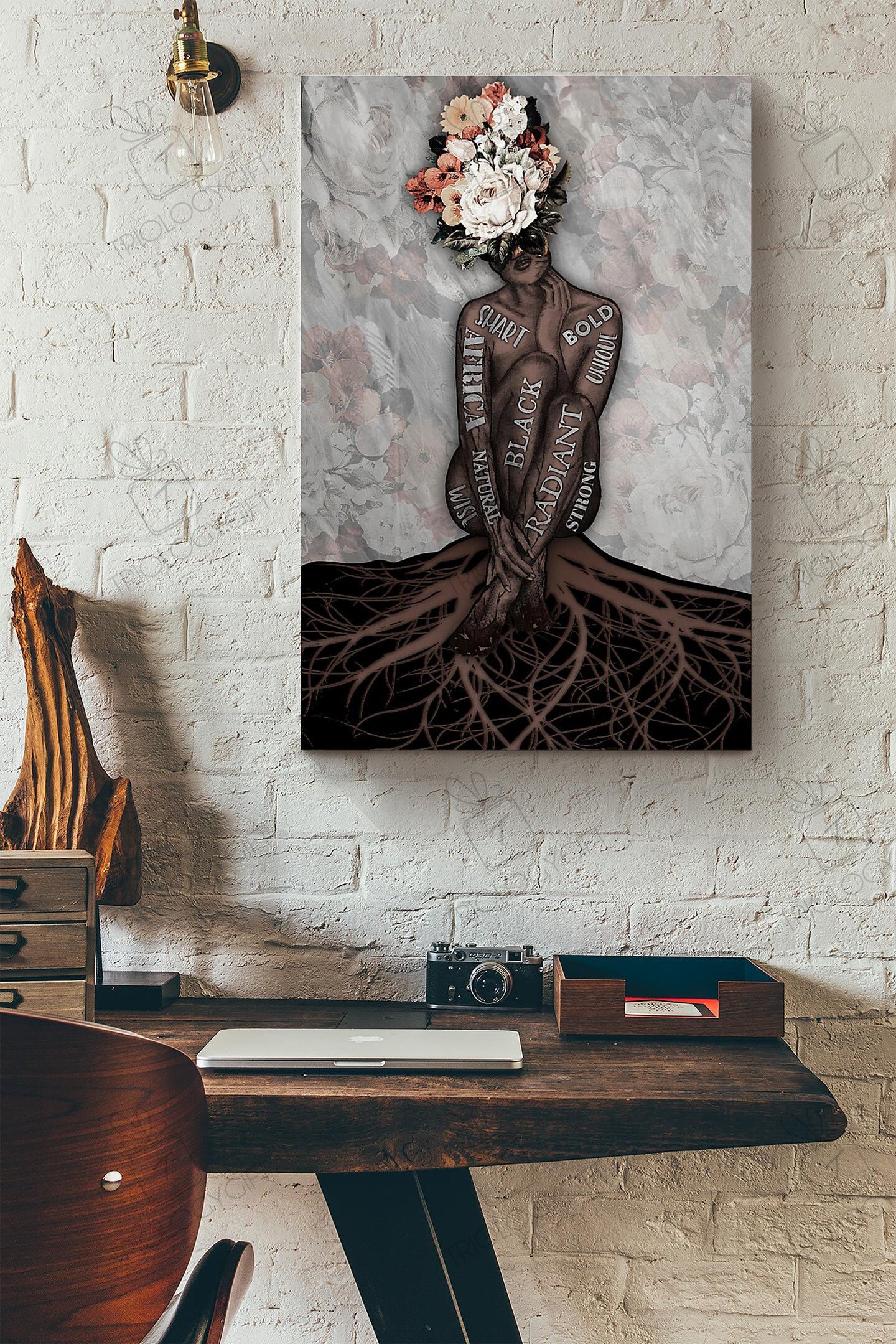 Afro Roots Graphics Afro Roots She Is Smart Bold Unique Radiant Flowers Canvas Painting ...