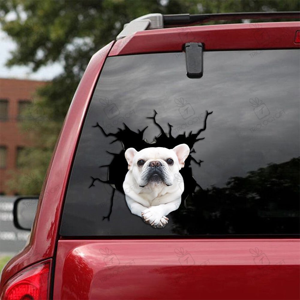 French Bulldog Crack Sticker For Car Window Funny Custom Decals For ...