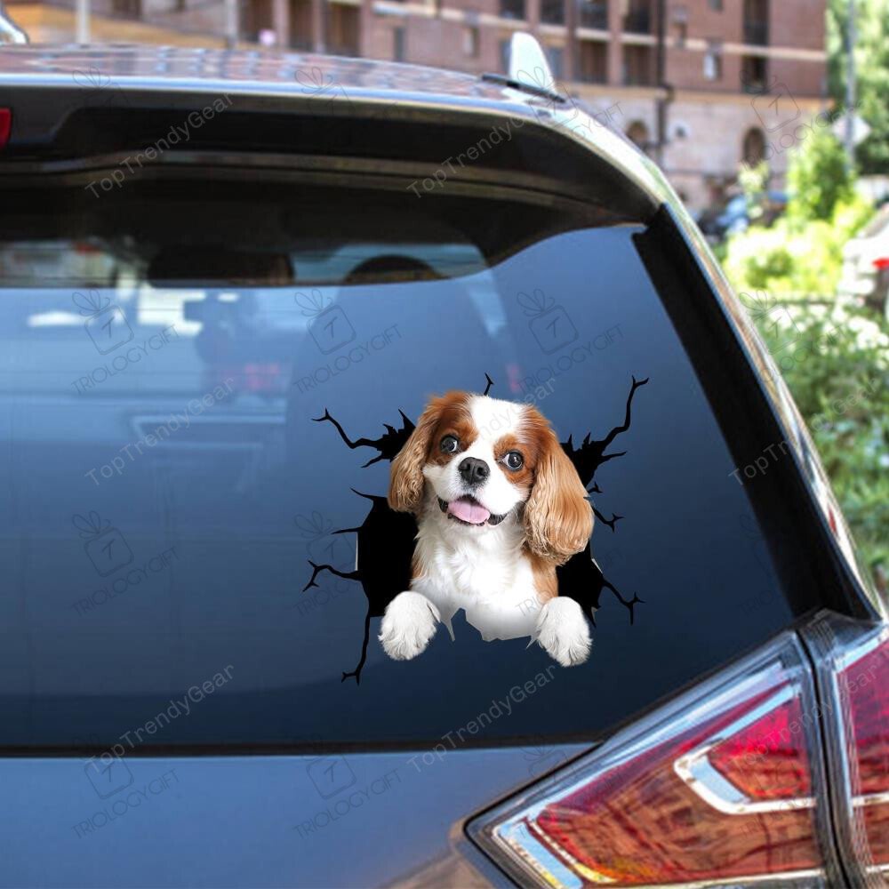 Cavalier King Charles Crack Window Decal Custom 3d Car Decal Vinyl ...