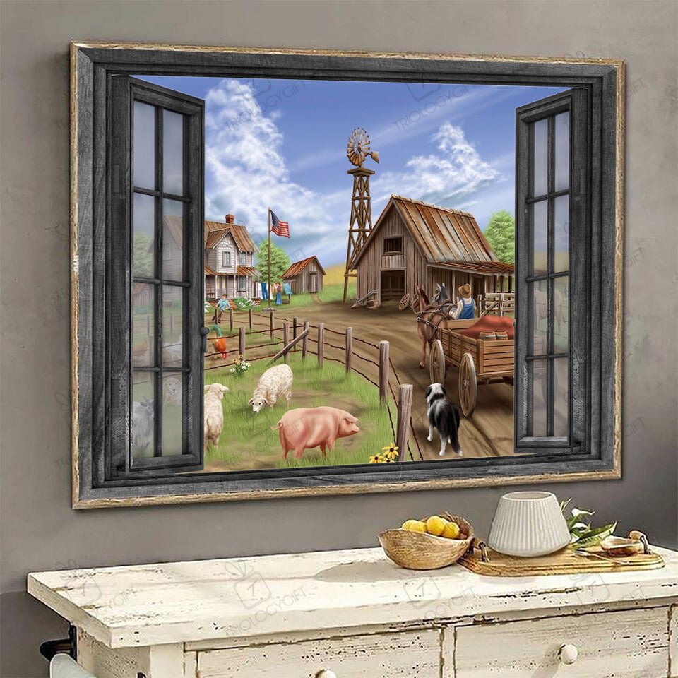 Sheep Window Display Sheep 3D Wall Art Wall Art Decor Pig Farm Animals Ha0365-Ptd Landscape ...