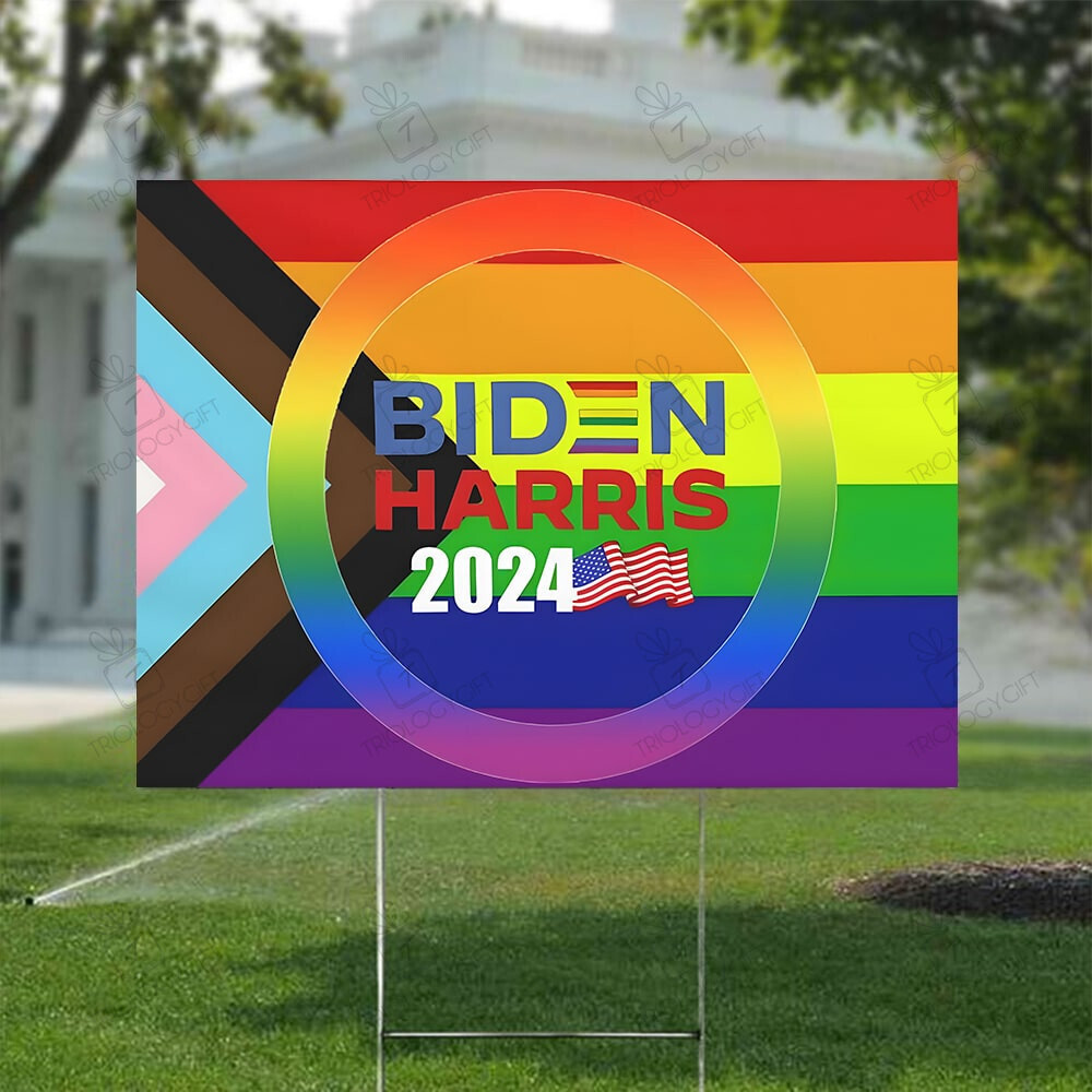 For Prez Sign Biden Harris 2024 For President Lgbtq Rainbow Gay Pride Yard Sign ...