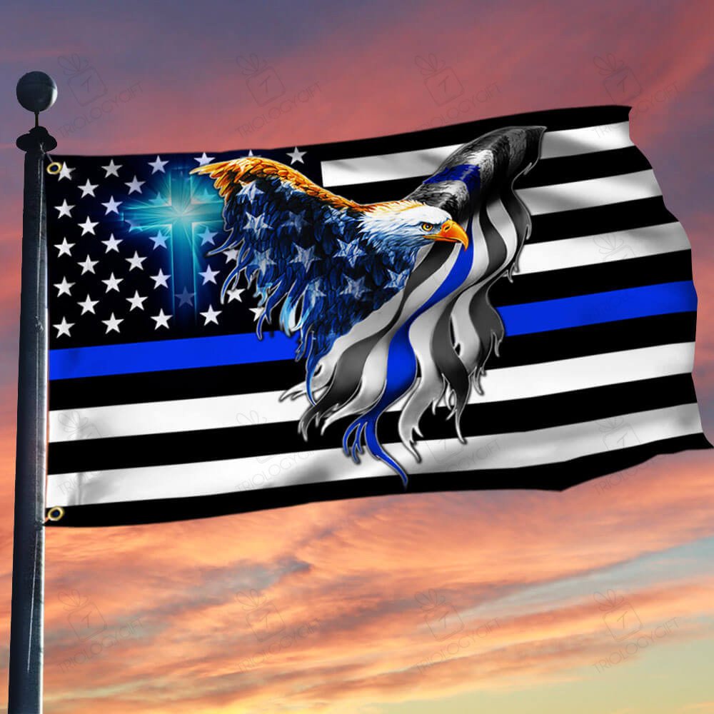 The Thin Blue Line Police Flag Law Enforcement American Eagle Flag ...