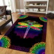 Dragonfly Color Mandala Rectangle Rug Home Decor for Bedroom Living Room