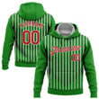Personalized Name Number Stitched Kelly Green Red Green-White 3d Pattern Design Sports All Over Print Hoodie, Zip-Up Hoodie Dolerstore
