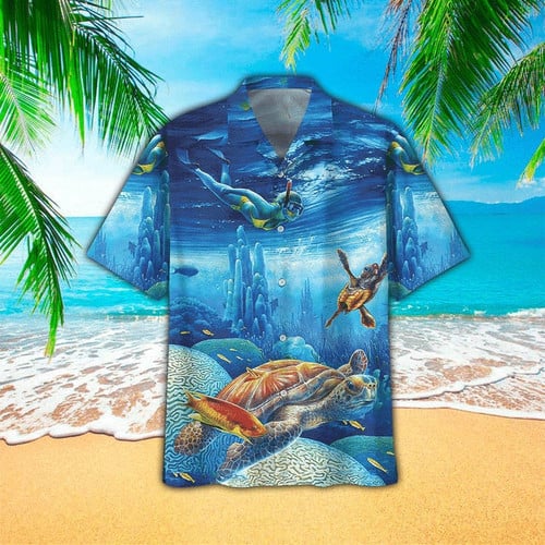 Underwater Life Turtle Hawaiian Shirt