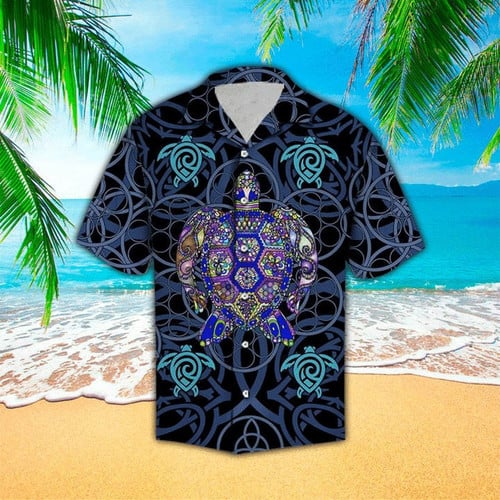 Turtle Blue Mandala Vikings Tropical Hawaiian Shirt
