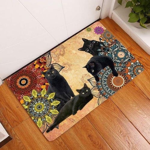 Amazing Black Cat Easy Clean Welcome DoorMat - A Great Gift for Home Decor