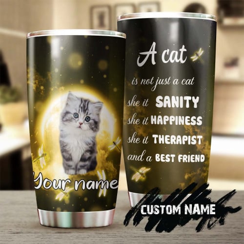 A Cat A Therapist A Best Friend Personalized Stainless Steel Tumbler