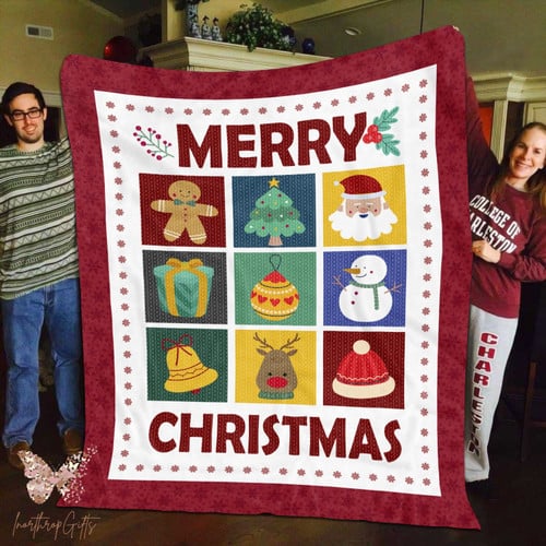 Merry Christmas Blanket Santa Deer – Knitting Ugly Christmas Fleece Quilt Blanket, Christmas Gift, Knitting Ugly Blanket Dolerstore
