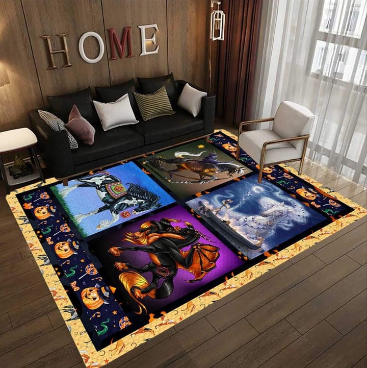 Horse Happy Halloween Rectangle Rug Home Decor for Bedroom Living Room