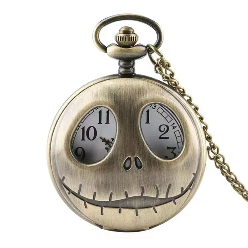 Halloween themed necklace Quartz pocket watch Jack and Sally design Halloween gifts for boys and girls
