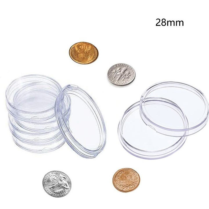 10-50Pcs 21/22/24/25/26/38/40/45mm Transparent Round Coin Box Capsules Storage Coin Collection Holder Containers Home Supplies