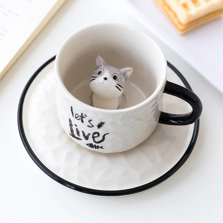 Cute Kitten Ceramic Cat Claw Cup