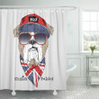 Hipster Bulldog Shower Curtain
